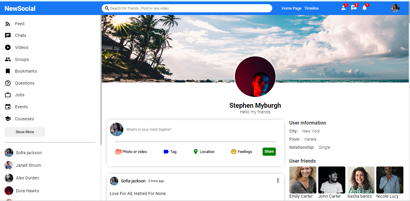 A facebook clone app